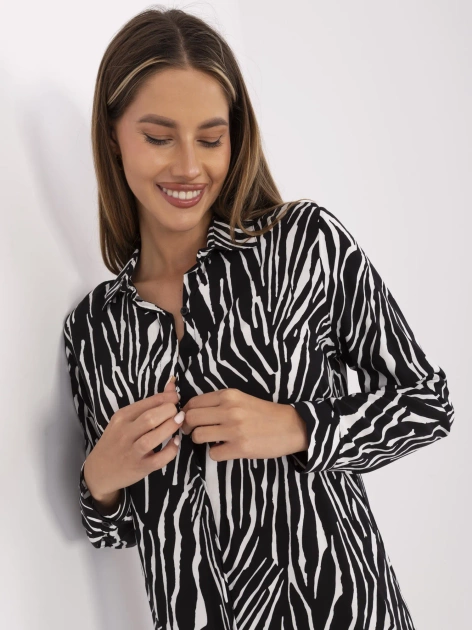 Czarno-biała sukienka z motywem zwierzęcym RUE PARIS