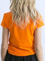 Fluorescencinė oranžinė moteriška marškinė iš medvilnės Peachy.