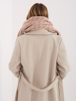 Brzoskwiniowo-szary damski szal z frędzlami