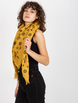 Hurtownia Żółty damski szal z printami 