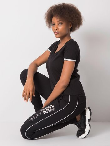 Schwarze Jogginghosen mit Applikationen Abia.