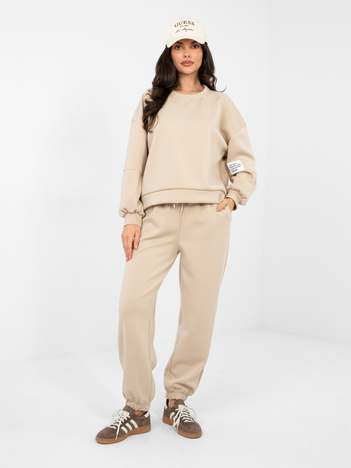 Beżowy dresowy komplet ze spodniami joggerami
