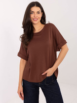 Brązowa bluzka basic z krótkim rękawem