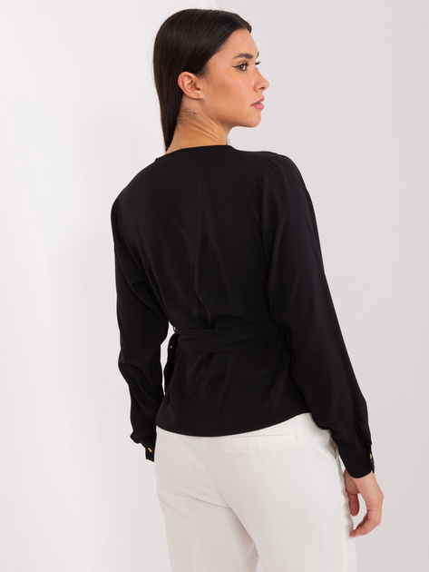 Hurt Czarna bluzka wizytowa z kopertowym dekoltem