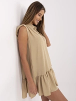 Beżowa koszulowa sukienka z falbaną Odelia RUE PARIS