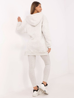 Hurt light gray melange set with a kangaroo hoodie.
