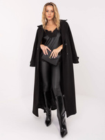 Czarny top z ekoskóry z koronką  RUE PARIS 