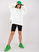 Ecru bawełniana bluza dresowa basic z kapturem