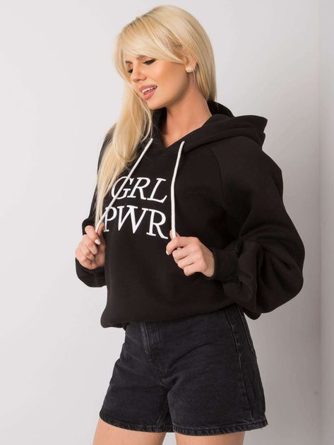 Czarna ocieplana bluza z kapturem Debby