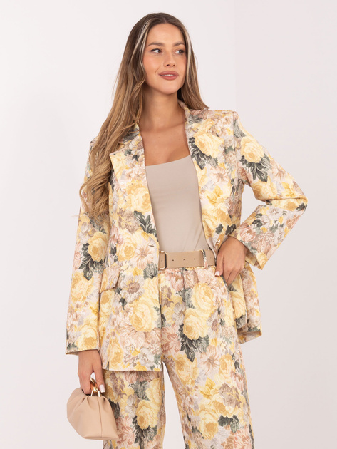 Żółta damska marynarka w kwiaty RUE PARIS