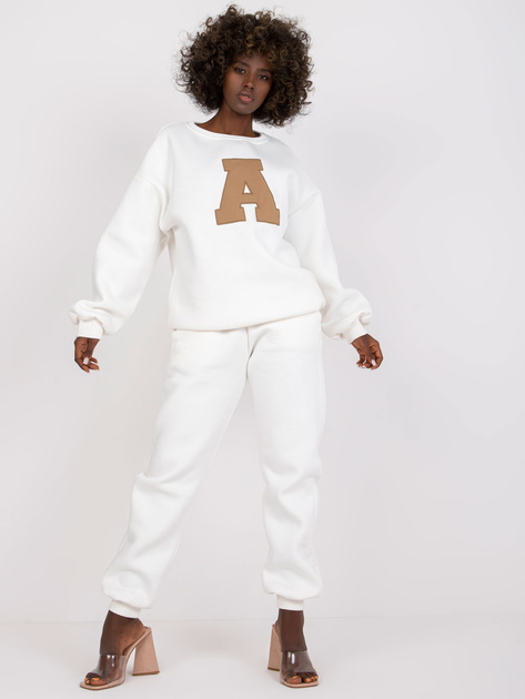 Ecru bawełniany komplet dresowy z kieszeniami Edvige