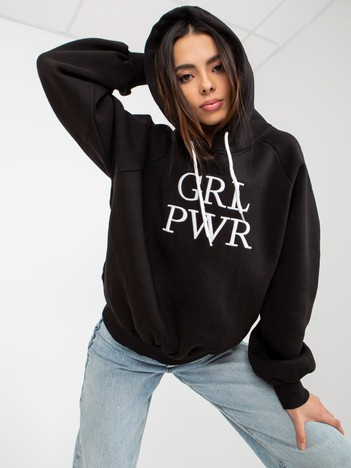Hurt Czarna ocieplana bluza z kapturem i napisem Debby