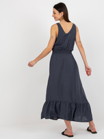 Hurt Navy blue maxi dress with ruffle sleeveless FRESH MADE.