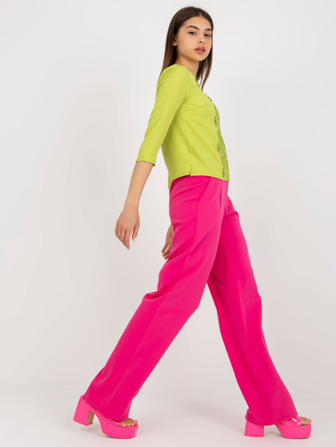 Hurt Limonkowa krótka bluzka wizytowa z koronką