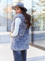 Szara kamizelka futrzana z kapturem Foggia OCH BELLA