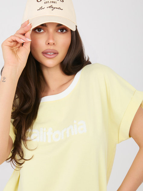Jasnożółta casualowa bluzka z krótkim rękawem