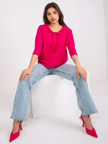Fuksjowa bluzka bawełniana z kieszeniami Melitina RUE PARIS