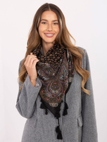 Czarna damska chusta z nadrukiem 