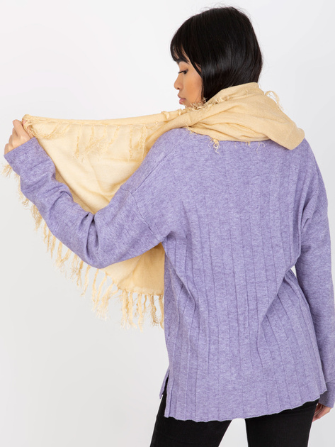 Hurtownia Beżowy długi szal damski z frędzlami