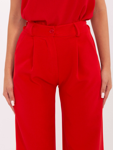 Hurtownia Czerwone spodnie z materiału z zakładkami