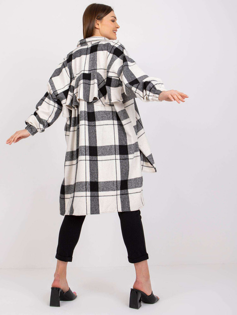 Czarno-biała koszula z wełną w kratę Amerie