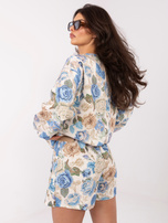 Niebieskie spódnico-szorty z plasowaniem