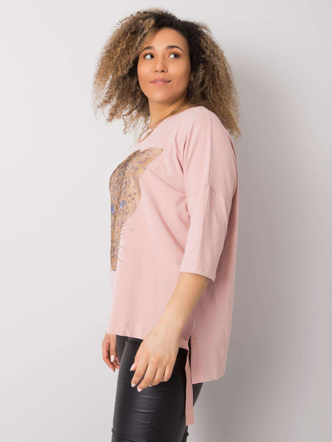 Brudnoróżowa bluzka plus size z aplikacją Darren