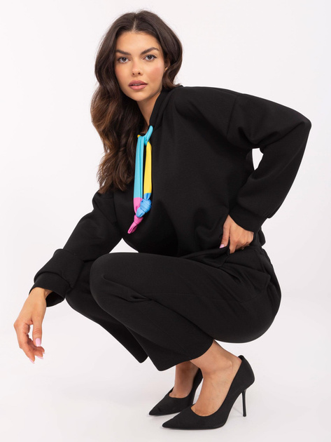 Hurt Czarny dresowy komplet z kolorowymi troczkami