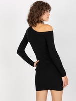 Hurt Czarna prążkowana mini sukienka dopasowana z chokerem