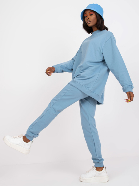 Brudnoniebieska dresowa bluza bez kaptura basic bawełniana