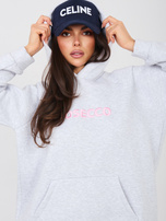 Jasnoszara dresowa bluza oversize z kapturem RUE PARIS