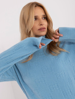 Hurtownia Jasnoniebieski damski sweter golf we wzory