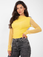 Żółta elegancka bluzka z siateczki