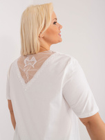 Hurtownia Ecru bluzka plus size z siateczkowym tyłem