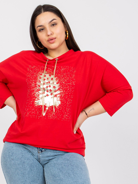 Czerwona bluzka plus size z dżetami Manon