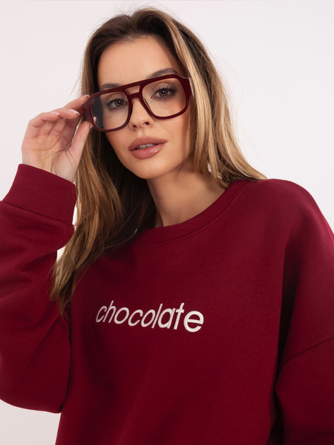 Bordowa dresowa bluza oversize z haftem RUE PARIS