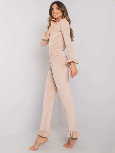 Beżowa piżama welurowa ze spodniami Camille RUE PARIS