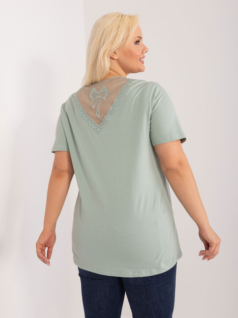 Hurt Pistacjowa bluzka plus size z okrągłym dekoltem