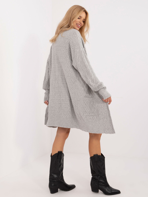 Hurtownia online Szary damski kardigan z kieszeniami