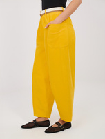 Żółte sztruksowe spodnie z wysokim stanem RUE PARIS