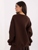 Ciemnobrązowa bluza overisze z napisem