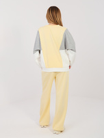 Pastelowy żółty dresowy komplet z cekinami RUE PARIS 