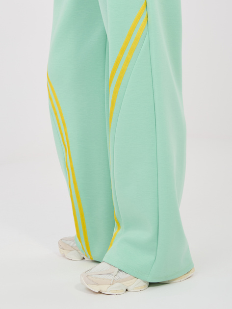 Miętowe dresowe spodnie z prostą nogawką RUE PARIS