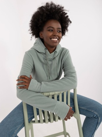 Hurt Pistacjowa bluza kangurka damska z kapturem SUBLEVEL