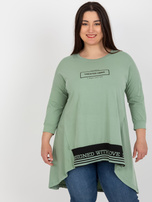 Hurt Pistacjowa asymetryczna tunika plus size z bawełny