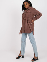 Brązowa ciepła koszula długa z paskiem Olesia