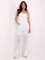 White lace jumpsuit with pants.