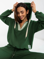 Hurt Ciemnozielony damski komplet casualowy z dekoltem w serek