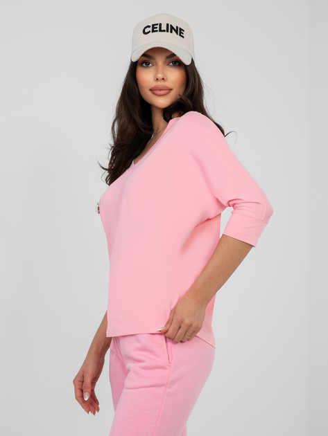 Pastelowa różowa bluzka basic o kroju oversize RUE PARIS