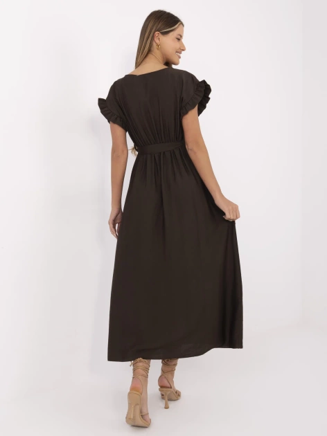Czekoladowa sukienka z ozdobnymi guzikami